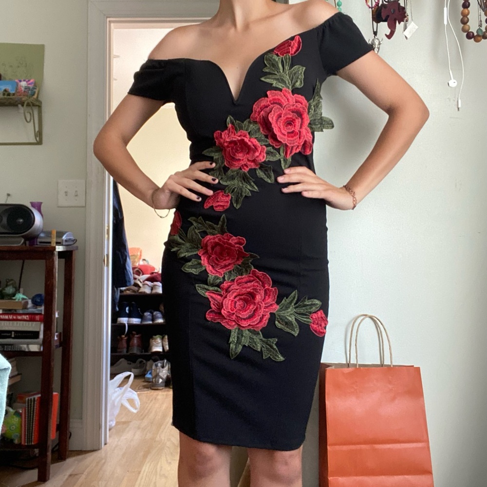 Floral Black Dress